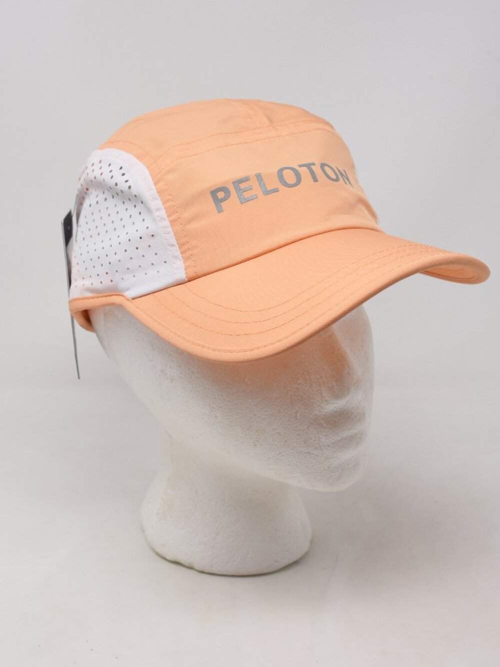 Peloton Cycling Cap Run Hat Unisex Adjustable New Peach White Mesh Side Panels
